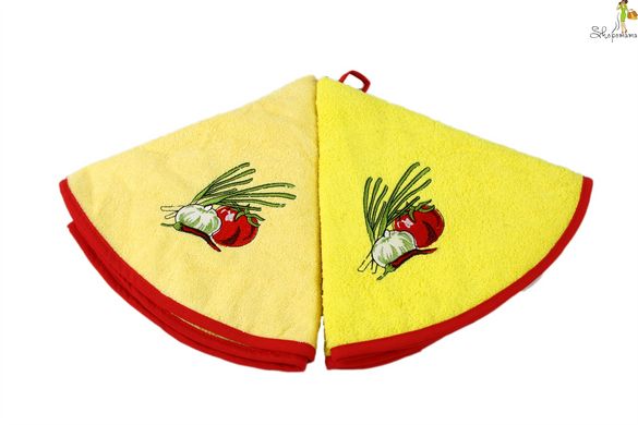 Рушник махровий для кухні IzziHome з вишивкою d 60см Томат жовтий 420г/м2