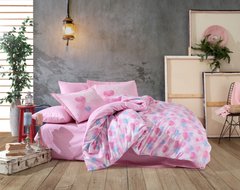 Півтораспальний комплект постільної білизни HOBBY Poplin Lavida рожевий 160*220/1*50*70