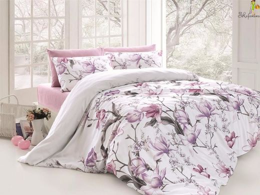 Євро комплект постільної білизни First Choice de luxe ранфорс кольоровий Layla lila (purple) 200x220