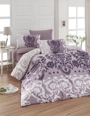Євро комплект постільної білизни First Choice de luxe ранфорс кольоровий Dalyan mor (purple) 200x220