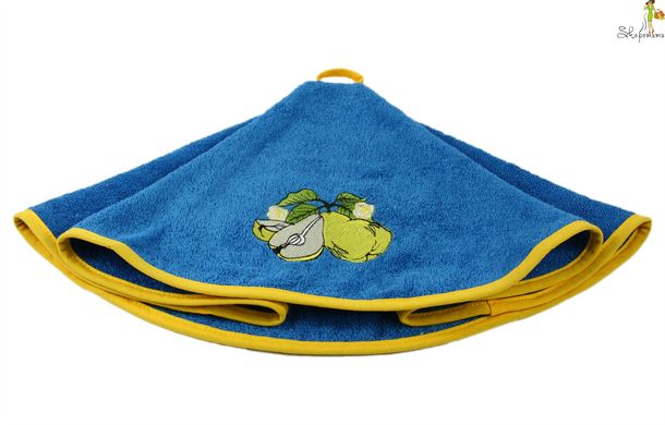 Рушник махровий для кухні IzziHome з вишивкою d 60см Груша синій 420г/м2