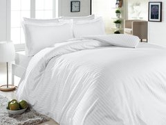 Півтораспальний комплект постільної білизни First Choice сатин люкс Lines style beyaz (white) 160x220