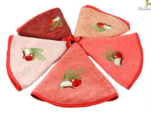 Рушник махровий для кухні IzziHome з вишивкою d 60см Томат т.рожевий 420г/м2